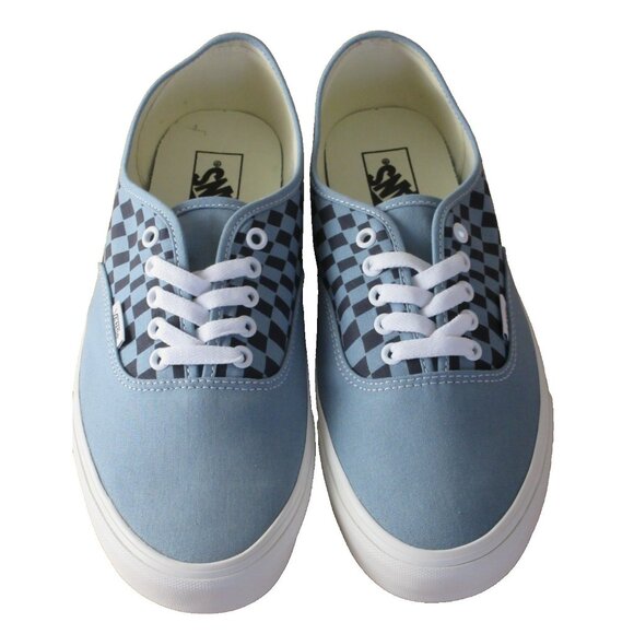 Vans Men's Authentic Warped Checkerboard Blue White Skate Boat shoes Sizes NIB - Picture 3 of 7